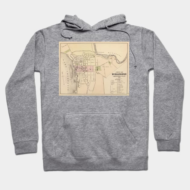 Vintage Map of Burlington Vermont (1873) Hoodie by Bravuramedia